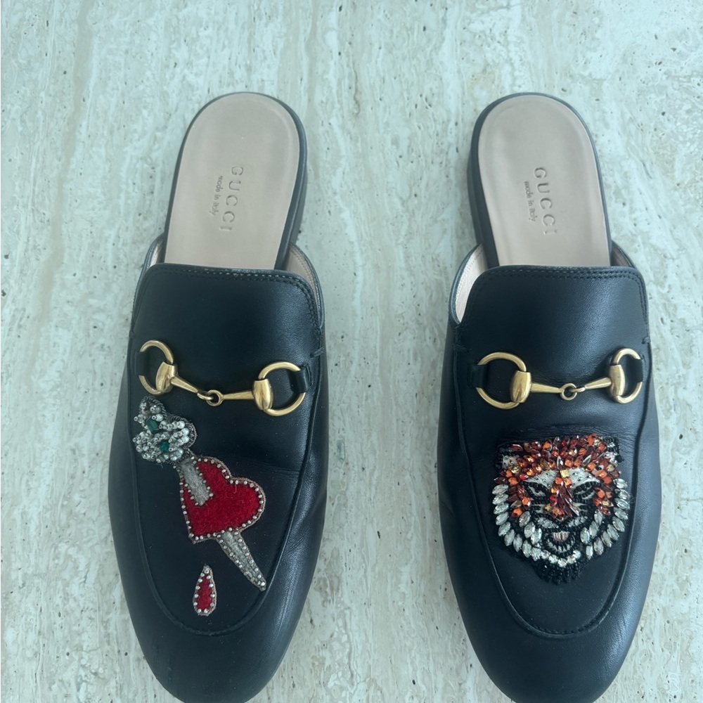 Gucci Black Embellished Women's Loafers
